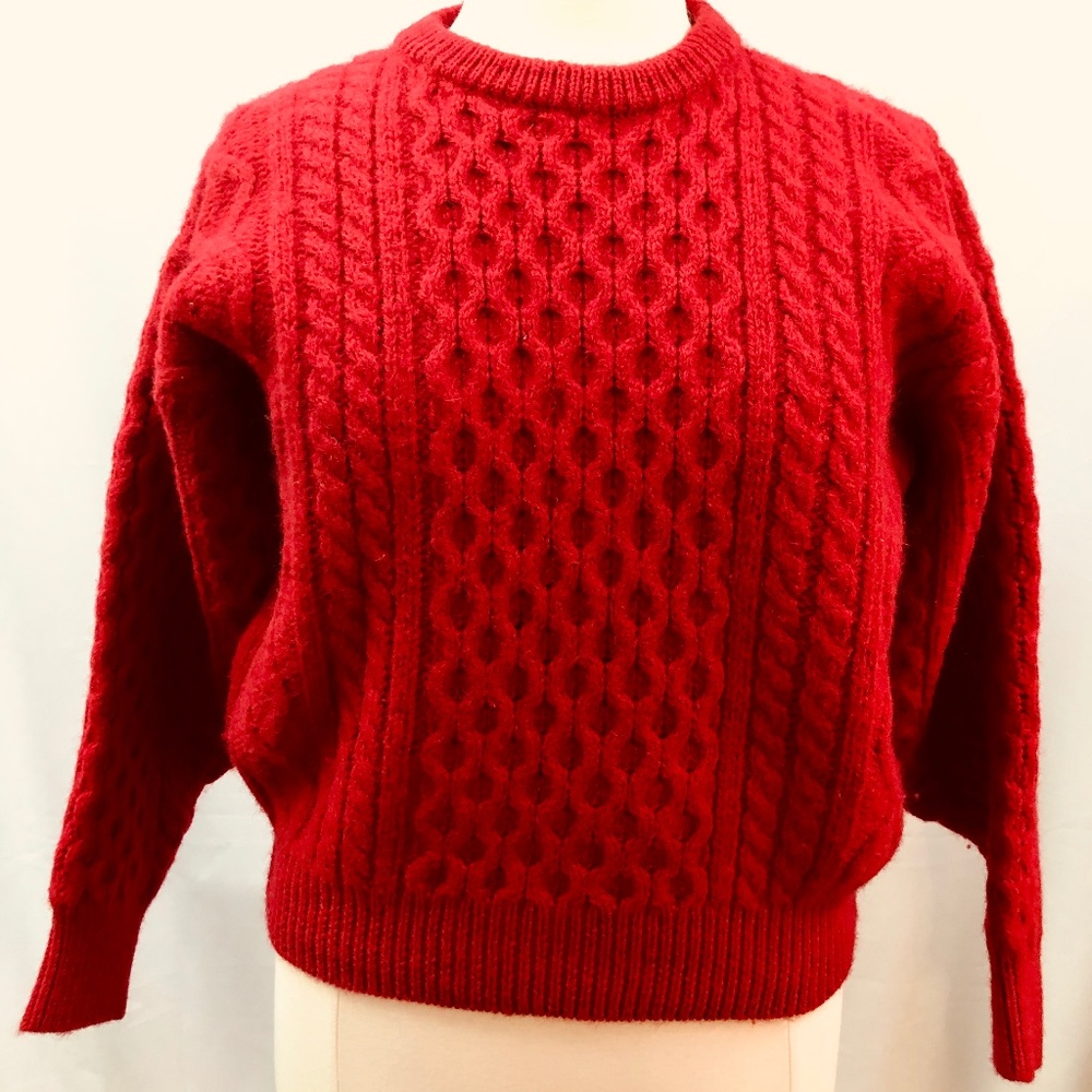 IRISH KNIT SWEATER - RED - PULLOVER - SIZE L